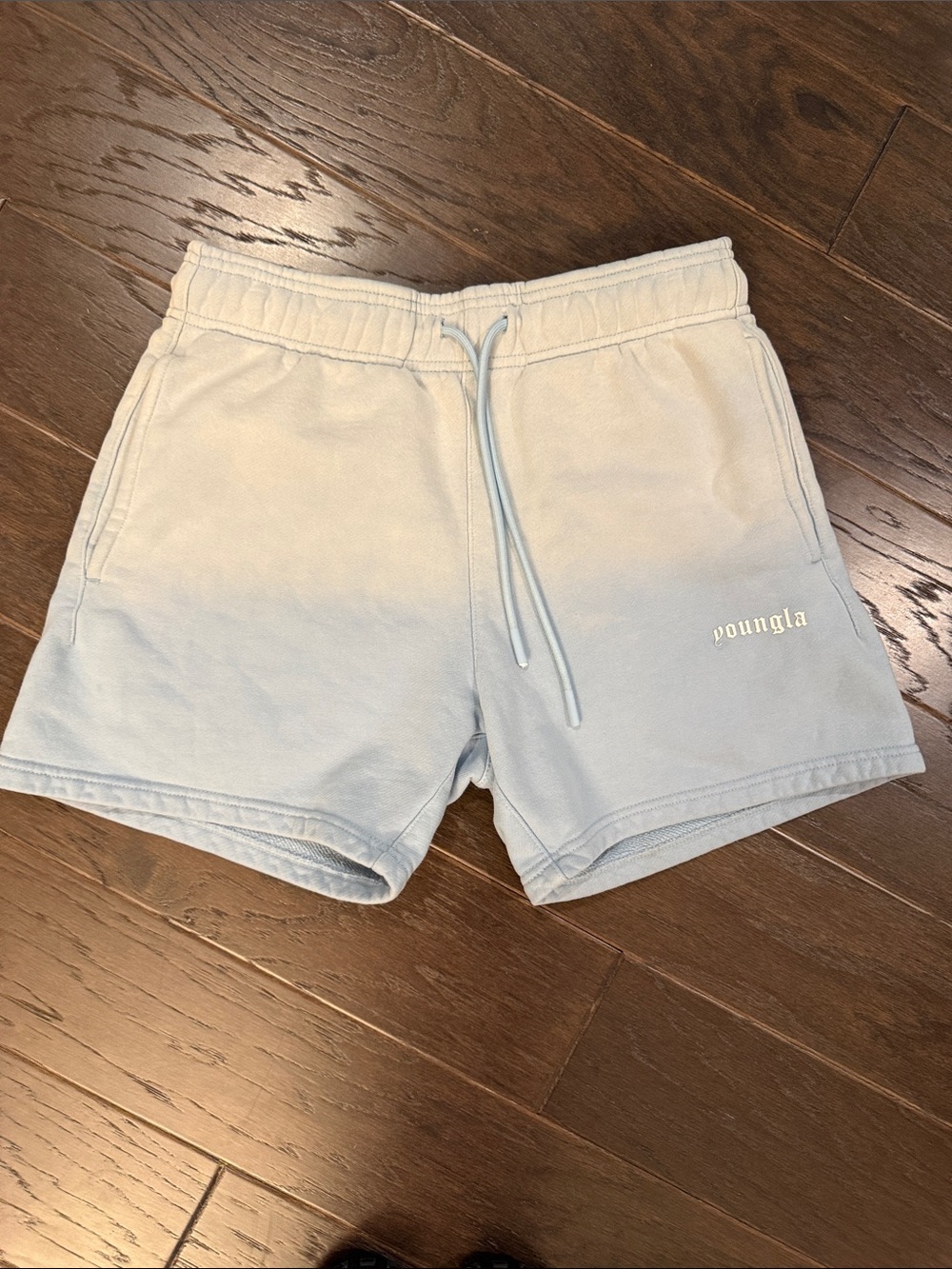 YoungLA Men's Light Blue Cotton Drawstring Athletic Shorts